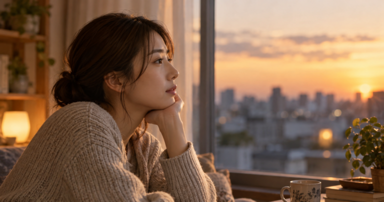 元彼との思い出を振り返り、気持ちを整理しようとしている女性の横顔